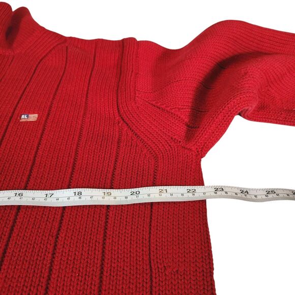 Vintage Polo Jeans Co Ralph Lauren Red 1/4 Zip Up Knit Sweater Men’s Large Y2K - Picture 3 of 6